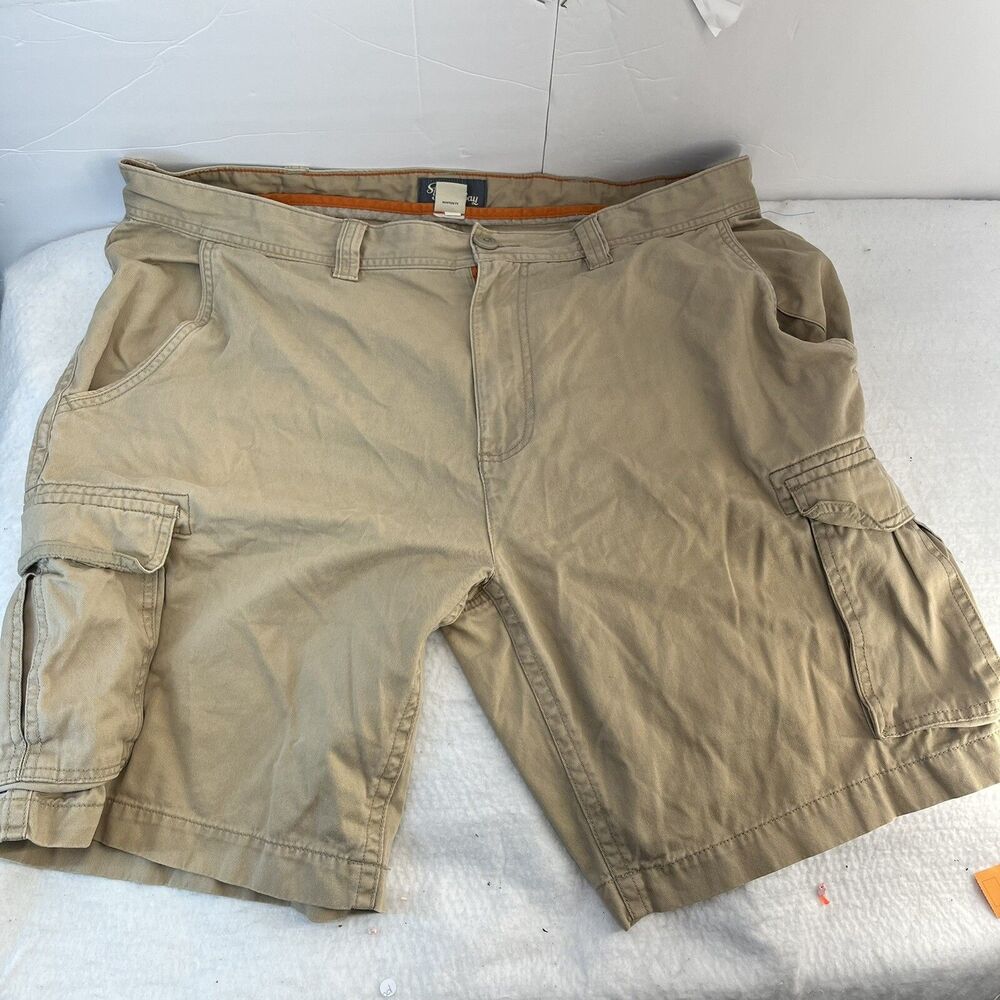 St. Johns Bay cargo shorts Men's 40 beige flat front casual hiking shorts